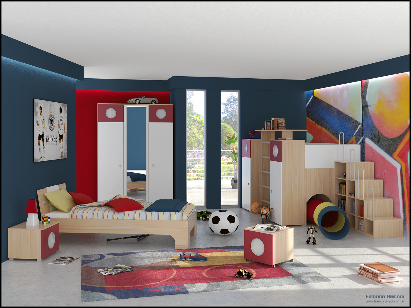 Compact Modern Kids Room Design With Modern Wall Decor